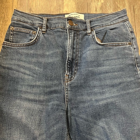 Reformation Jeans Raw Edge Hem Havana High & Skinny Medium Wash 28 Distressed - Picture 3 of 6